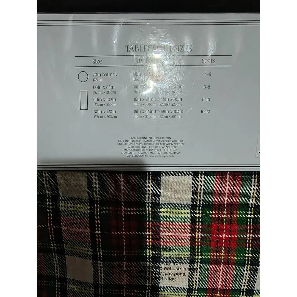Stewart Tartan Plaid Tablecloth Round 70” NIP CHRISTMAS Red (178 CM) Modern Sout